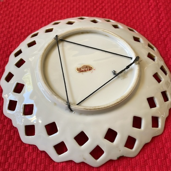 VTG set of 2 Original Porcelain Handpainted Plates Fruit Apple Strawberry Japan - Picture 7 of 11